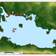 Map of the Star Carr lake with excavation sites marked around it.